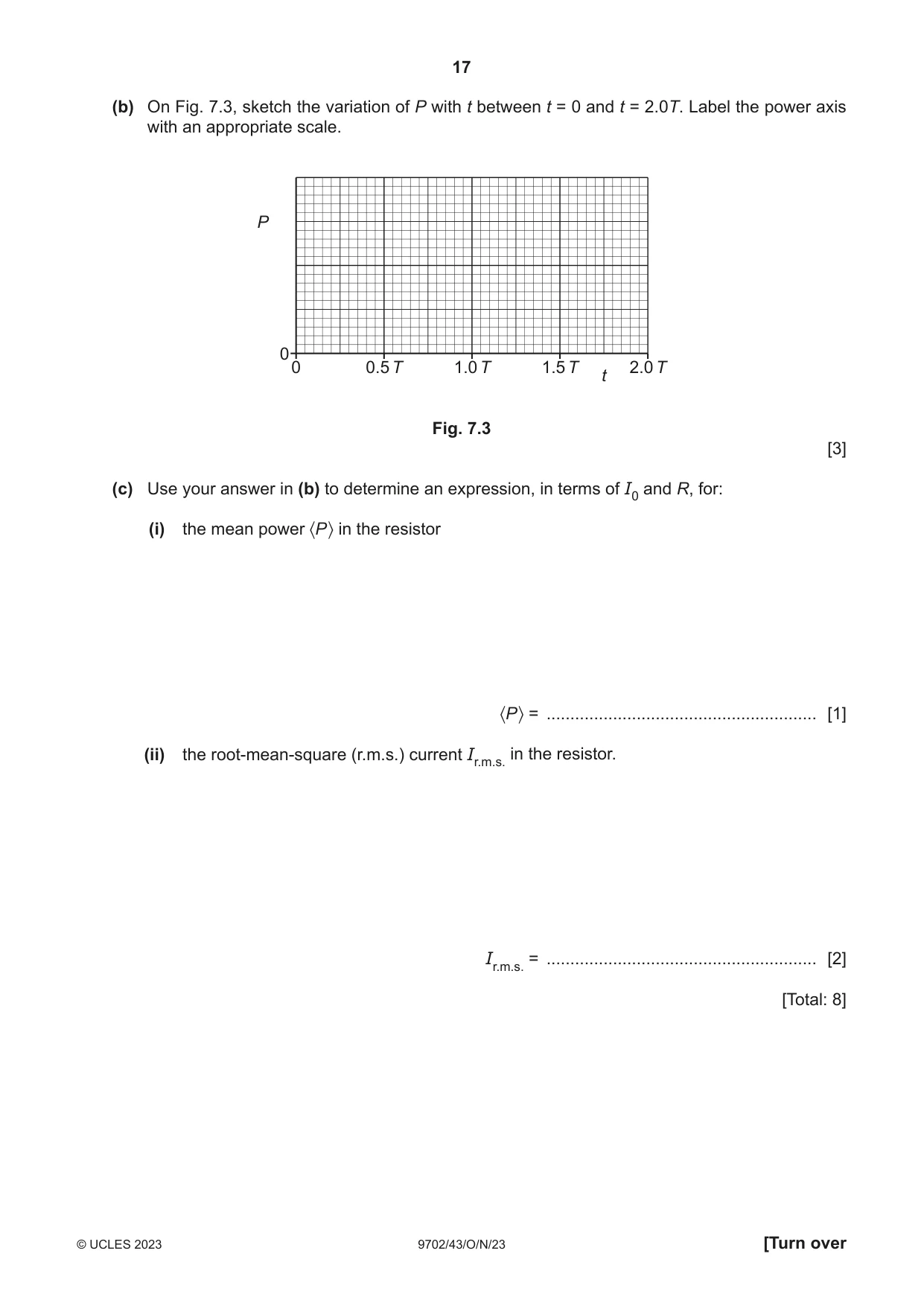 Cambridge A Level Physics 9702 2023 Oct/Nov Paper 4 · Variant 3 question paper, page 17 of 24