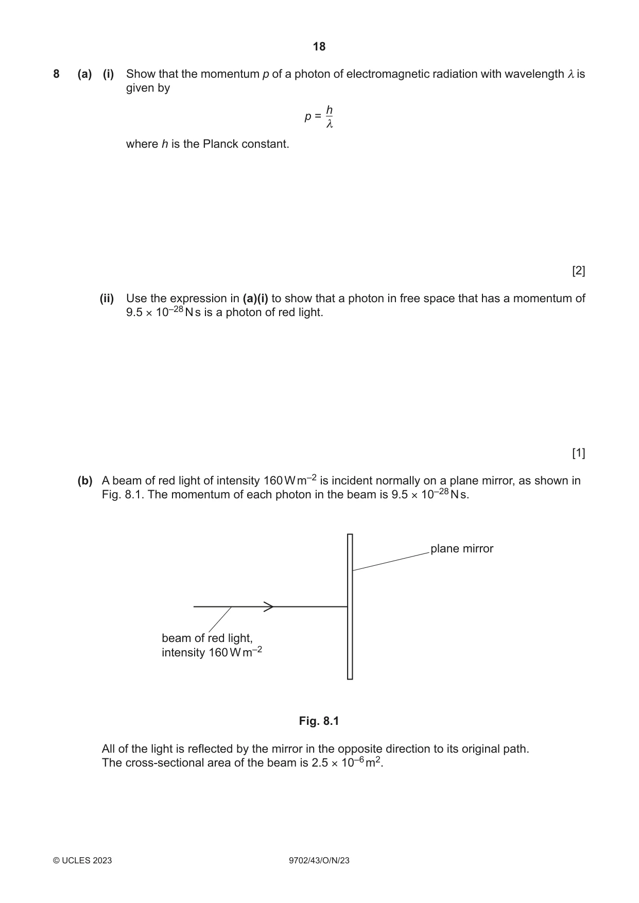 Cambridge A Level Physics 9702 2023 Oct/Nov Paper 4 · Variant 3 question paper, page 18 of 24