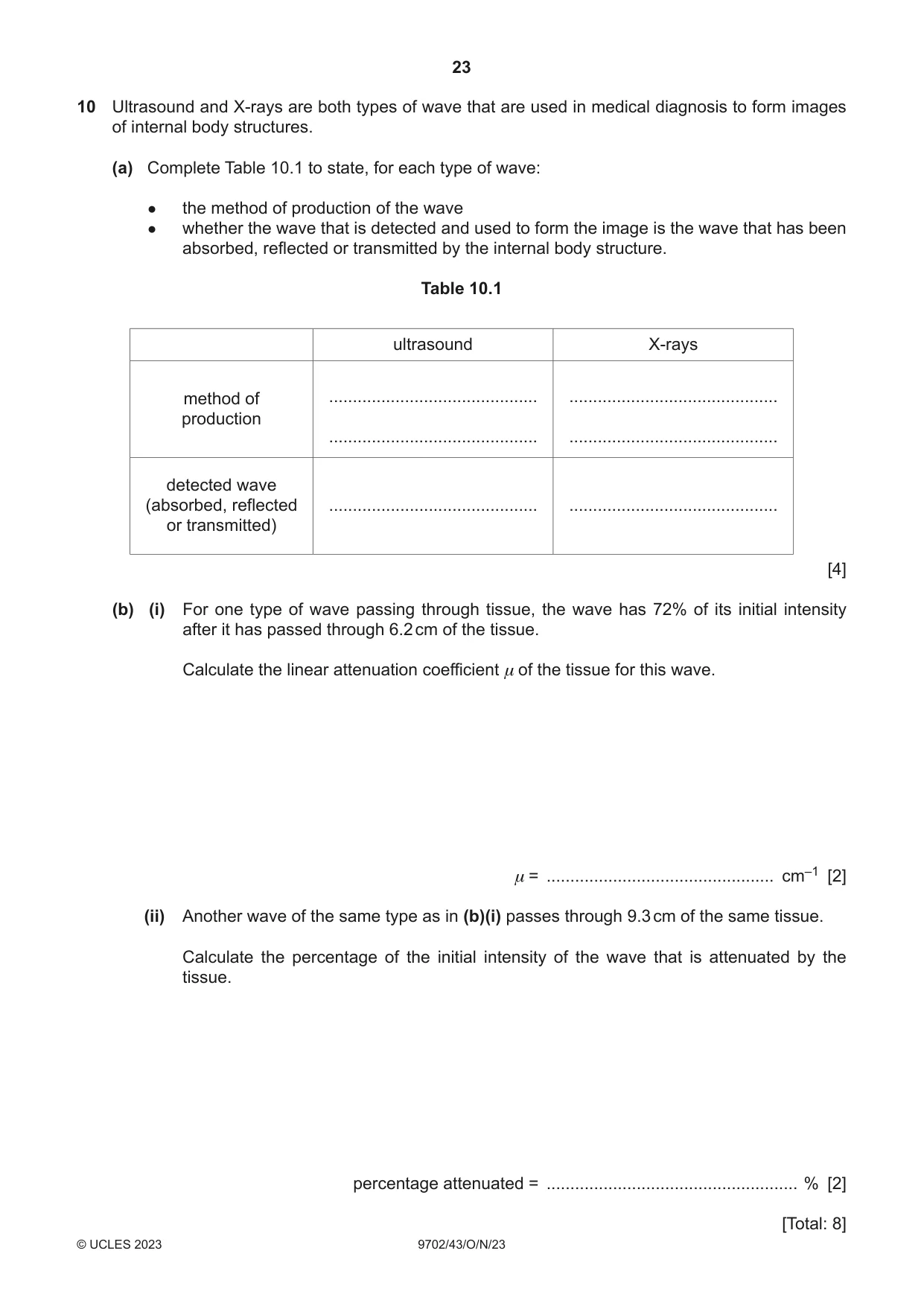 Cambridge A Level Physics 9702 2023 Oct/Nov Paper 4 · Variant 3 question paper, page 23 of 24