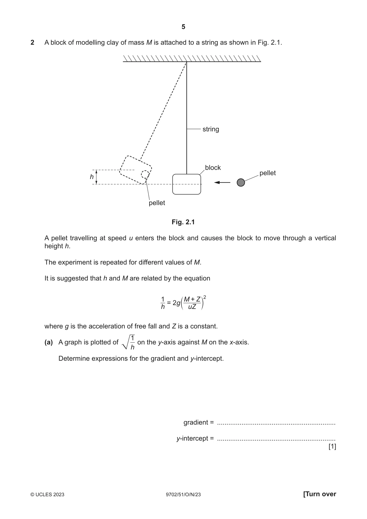 Cambridge A Level Physics 9702 2023 Oct/Nov Paper 5 · Variant 1 question paper, page 5 of 8