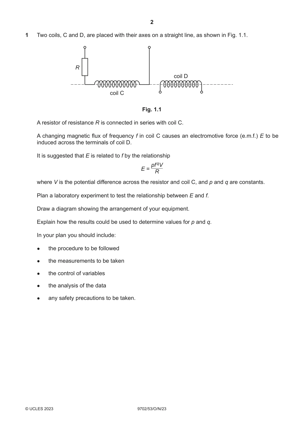 Cambridge A Level Physics 9702 2023 Oct/Nov Paper 5 · Variant 3 question paper, page 2 of 8