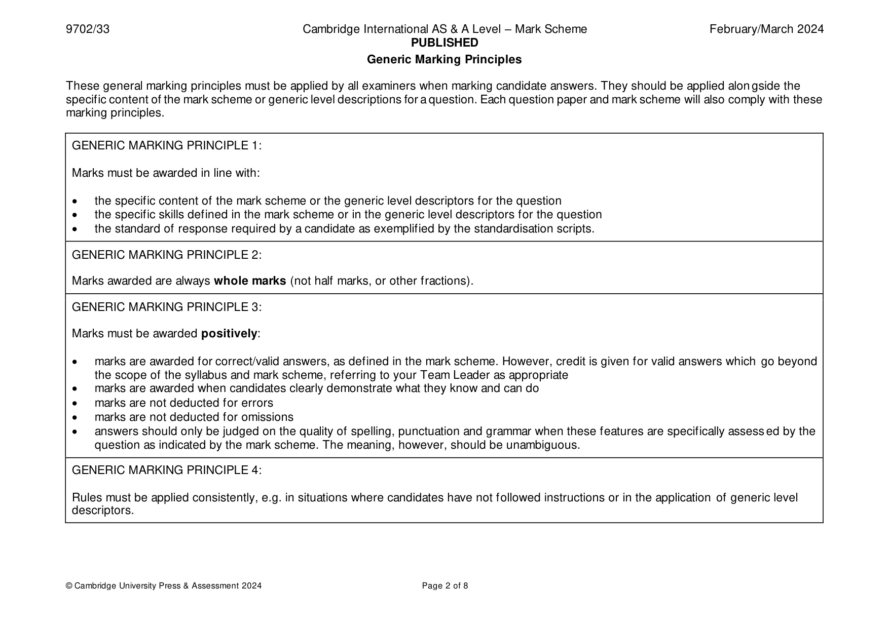 Mark scheme, page 2 of 8