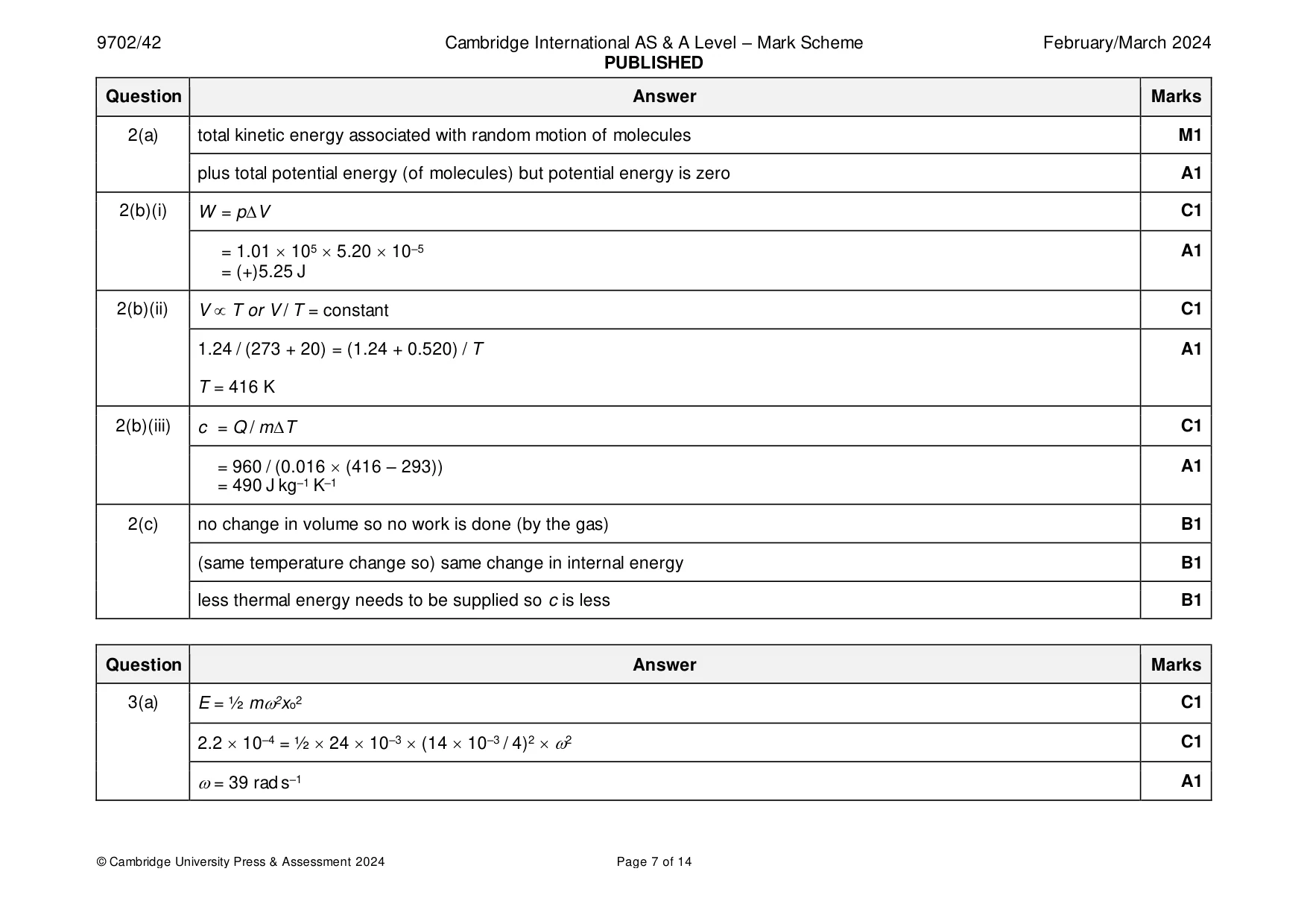Mark scheme, page 7 of 14