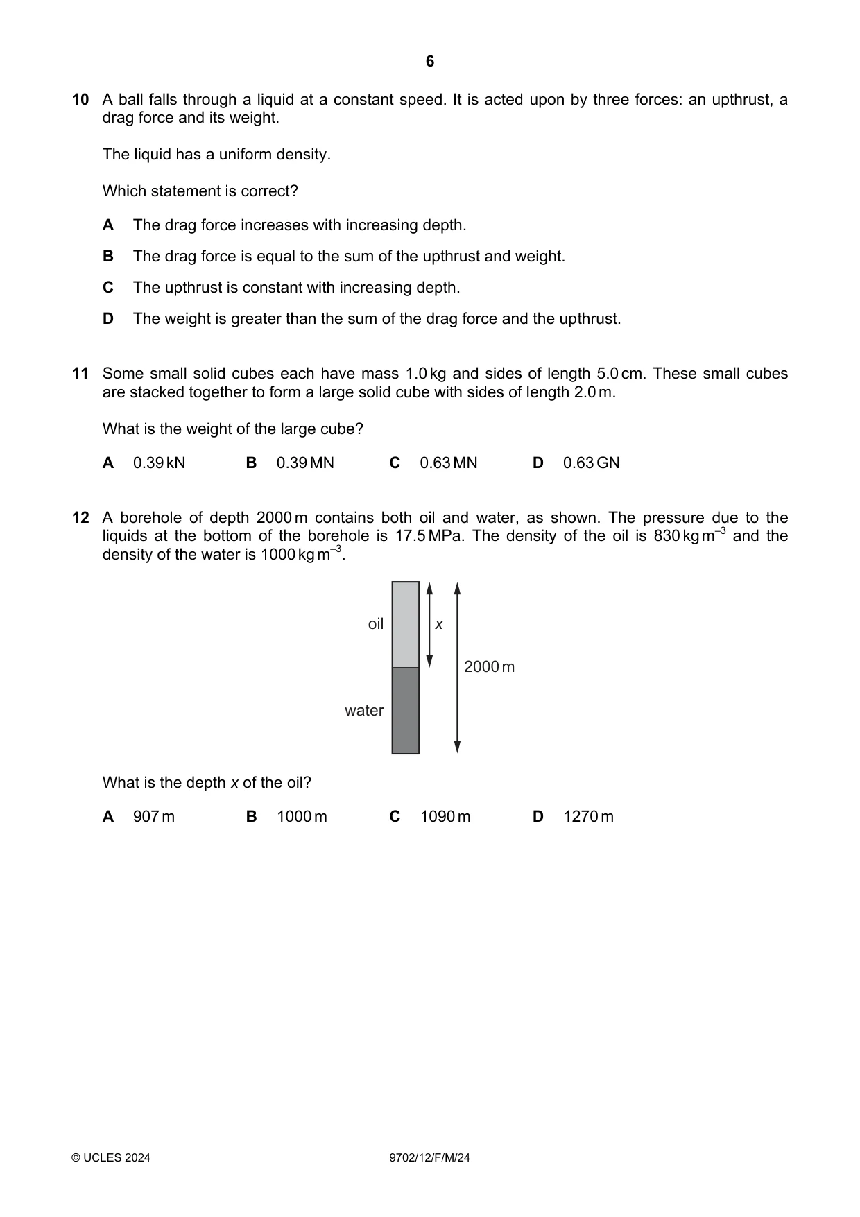 Cambridge A Level Physics 9702 2024 Feb/March Paper 1 · Variant 2 question paper, page 6 of 16