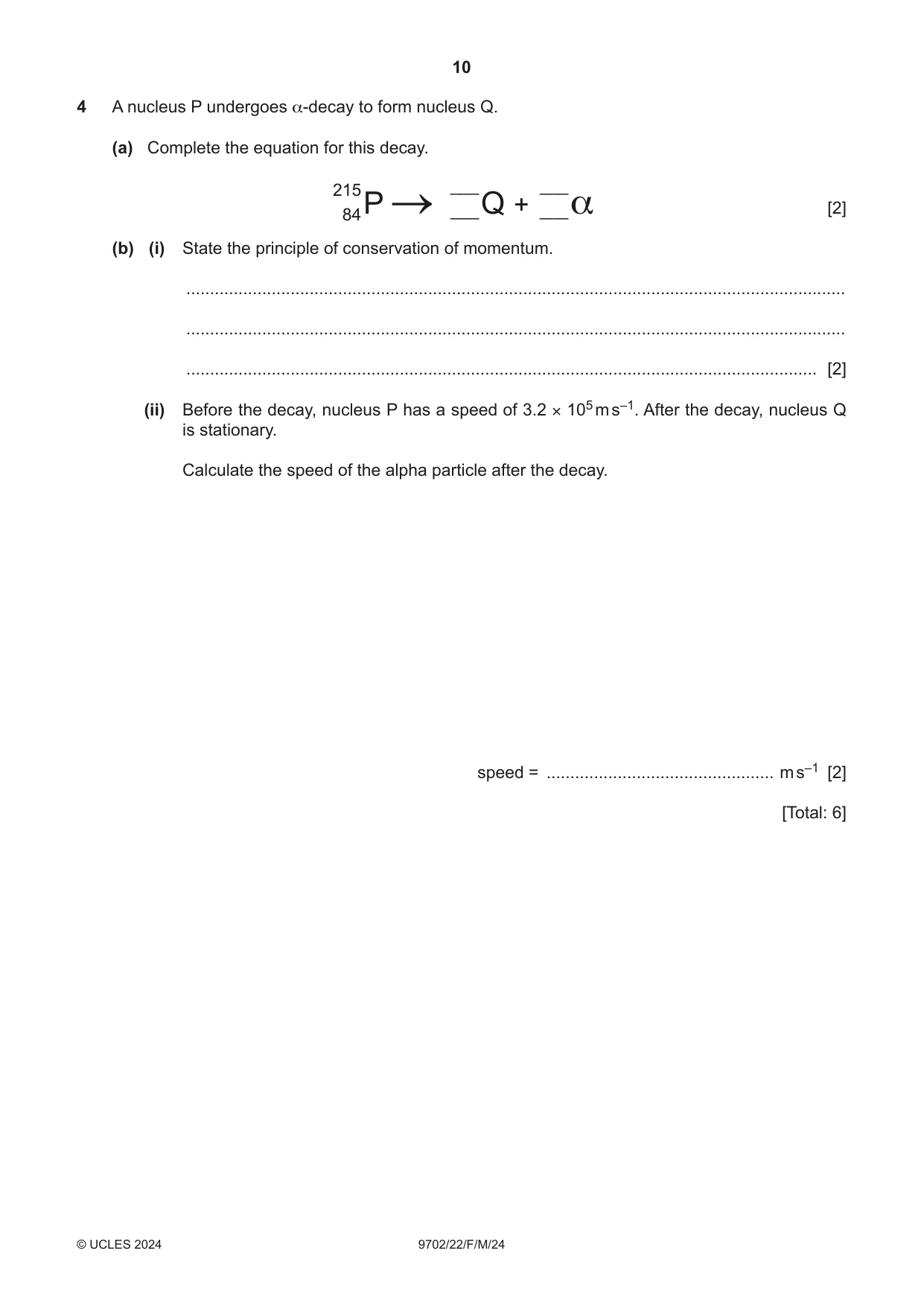 Cambridge A Level Physics 9702 2024 Feb/March Paper 2 · Variant 2 question paper, page 10 of 16
