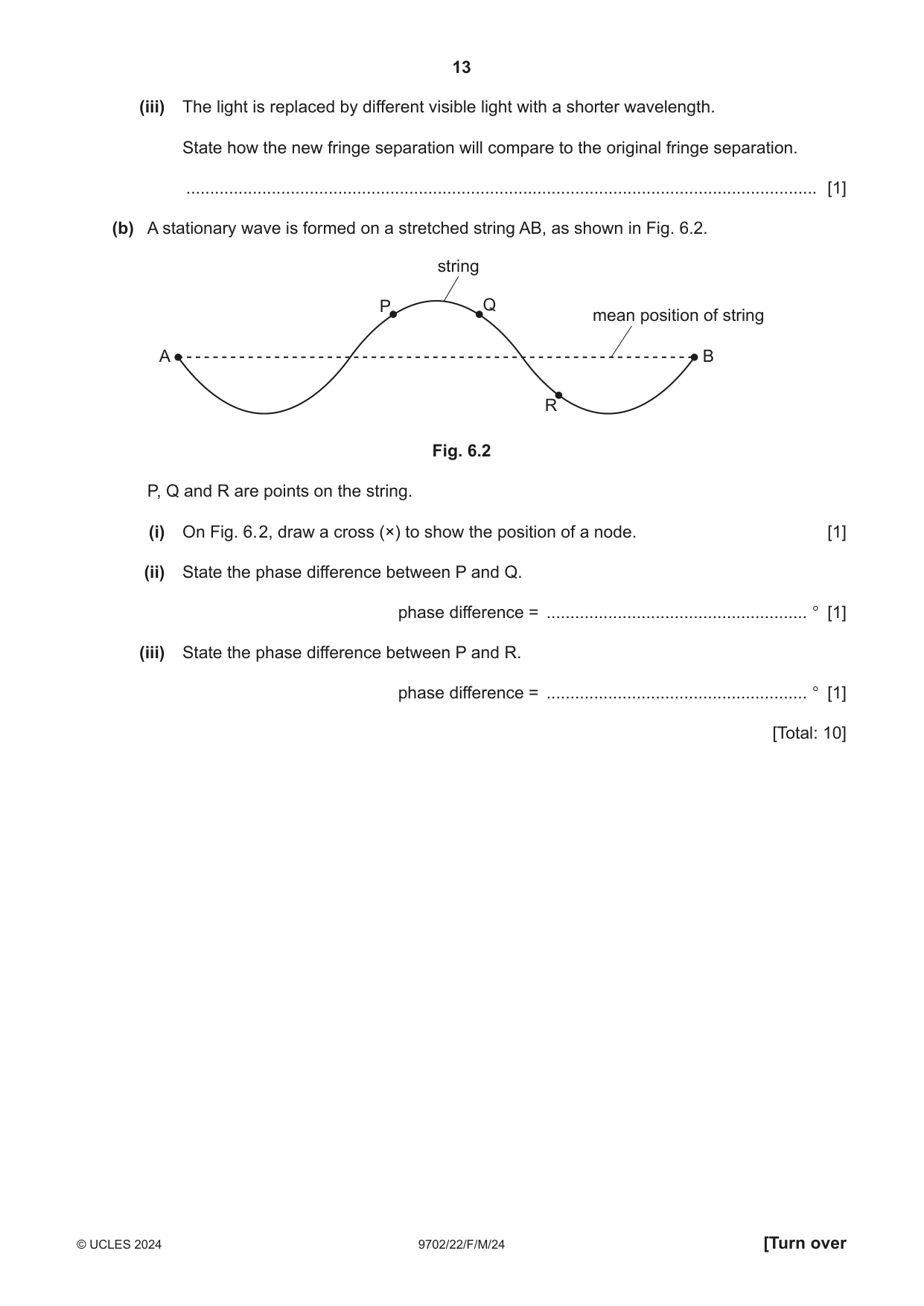Cambridge A Level Physics 9702 2024 Feb/March Paper 2 · Variant 2 question paper, page 13 of 16