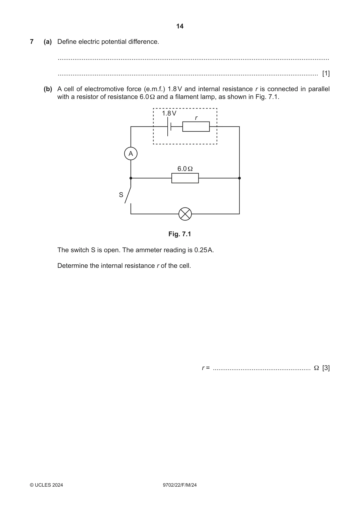 Cambridge A Level Physics 9702 2024 Feb/March Paper 2 · Variant 2 question paper, page 14 of 16