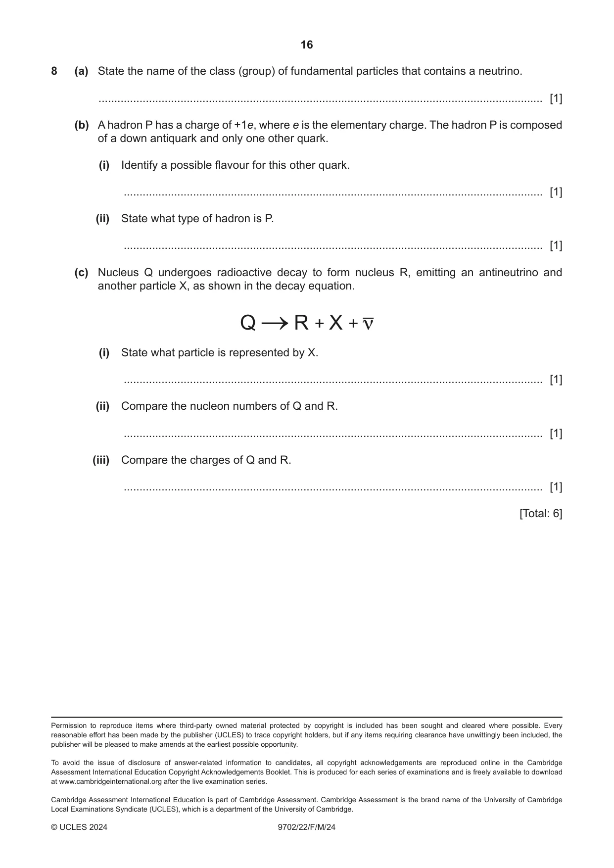 Cambridge A Level Physics 9702 2024 Feb/March Paper 2 · Variant 2 question paper, page 16 of 16