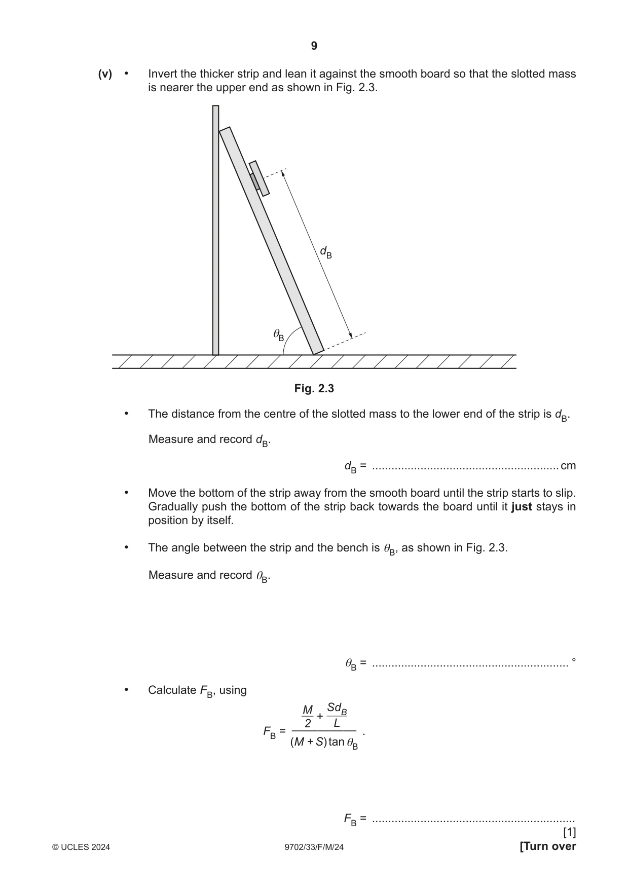 Cambridge A Level Physics 9702 2024 Feb/March Paper 3 · Variant 3 question paper, page 9 of 12
