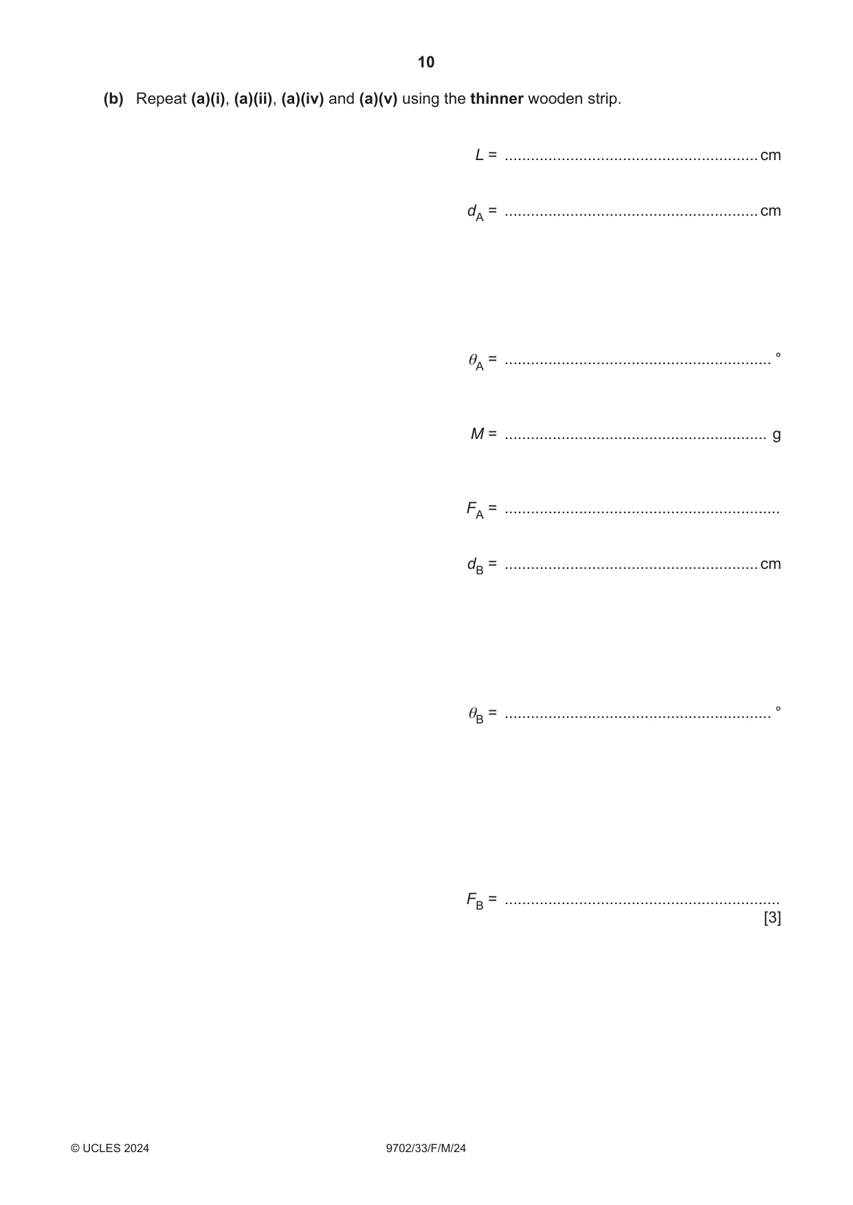 Cambridge A Level Physics 9702 2024 Feb/March Paper 3 · Variant 3 question paper, page 10 of 12
