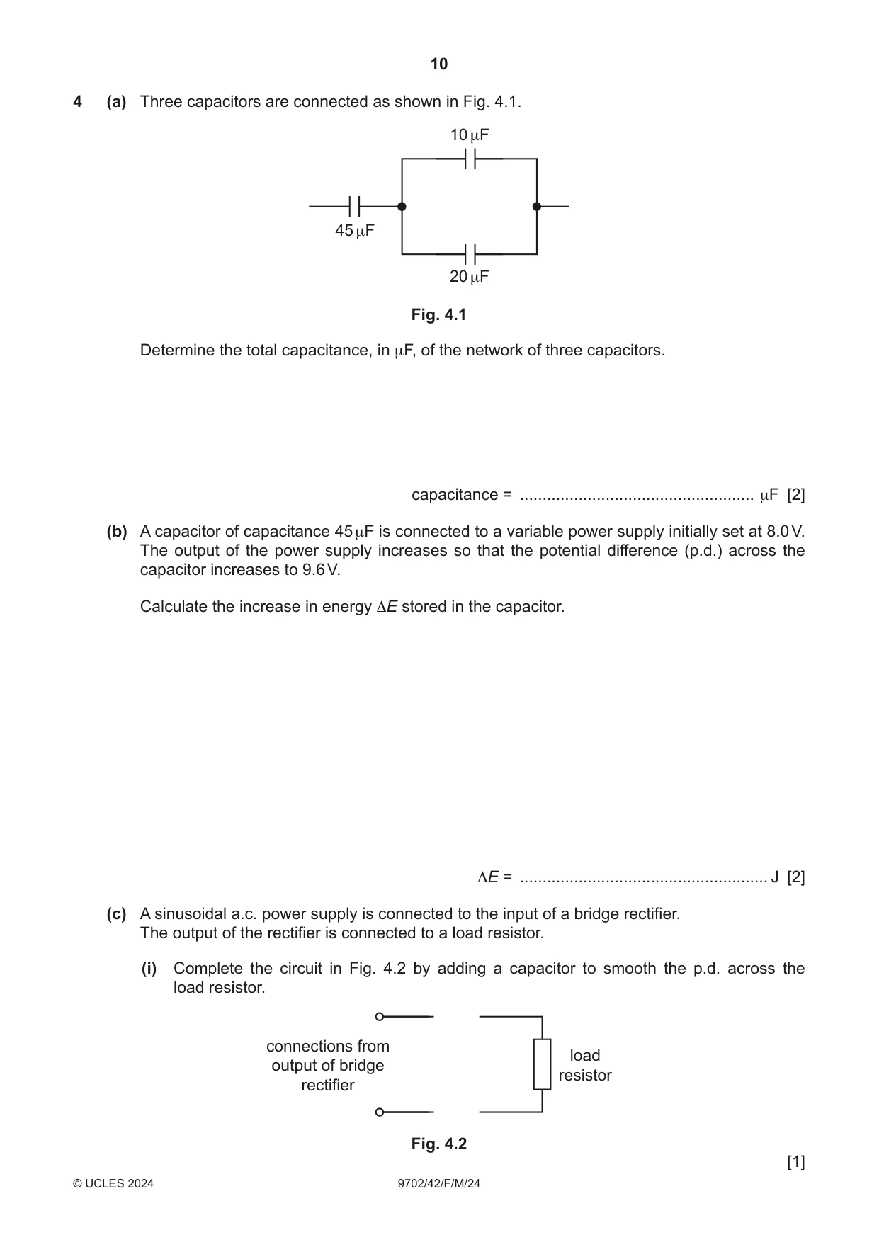 Cambridge A Level Physics 9702 2024 Feb/March Paper 4 · Variant 2 question paper, page 10 of 28