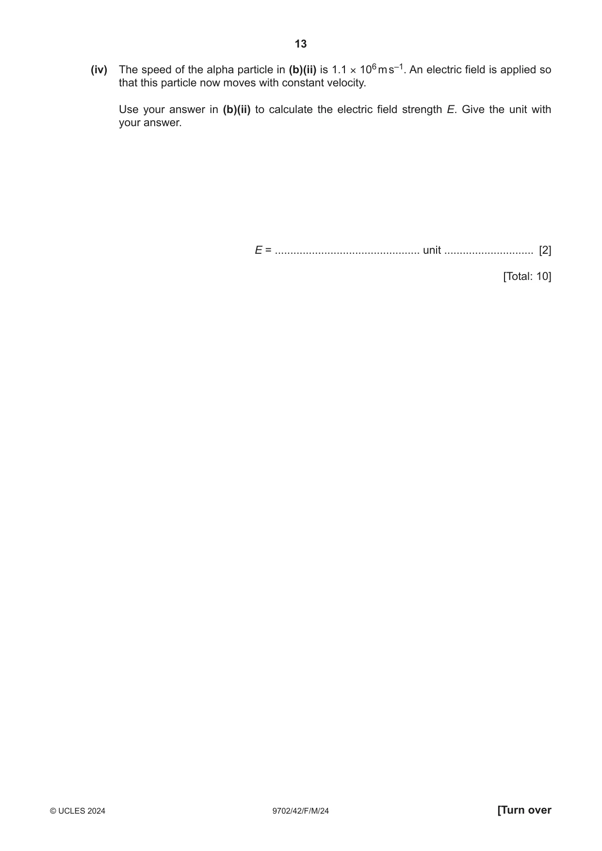 Cambridge A Level Physics 9702 2024 Feb/March Paper 4 · Variant 2 question paper, page 13 of 28