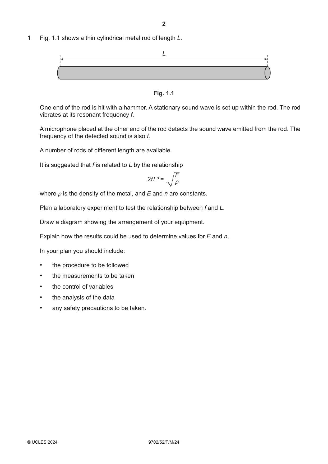 Cambridge A Level Physics 9702 2024 Feb/March Paper 5 · Variant 2 question paper, page 2 of 8