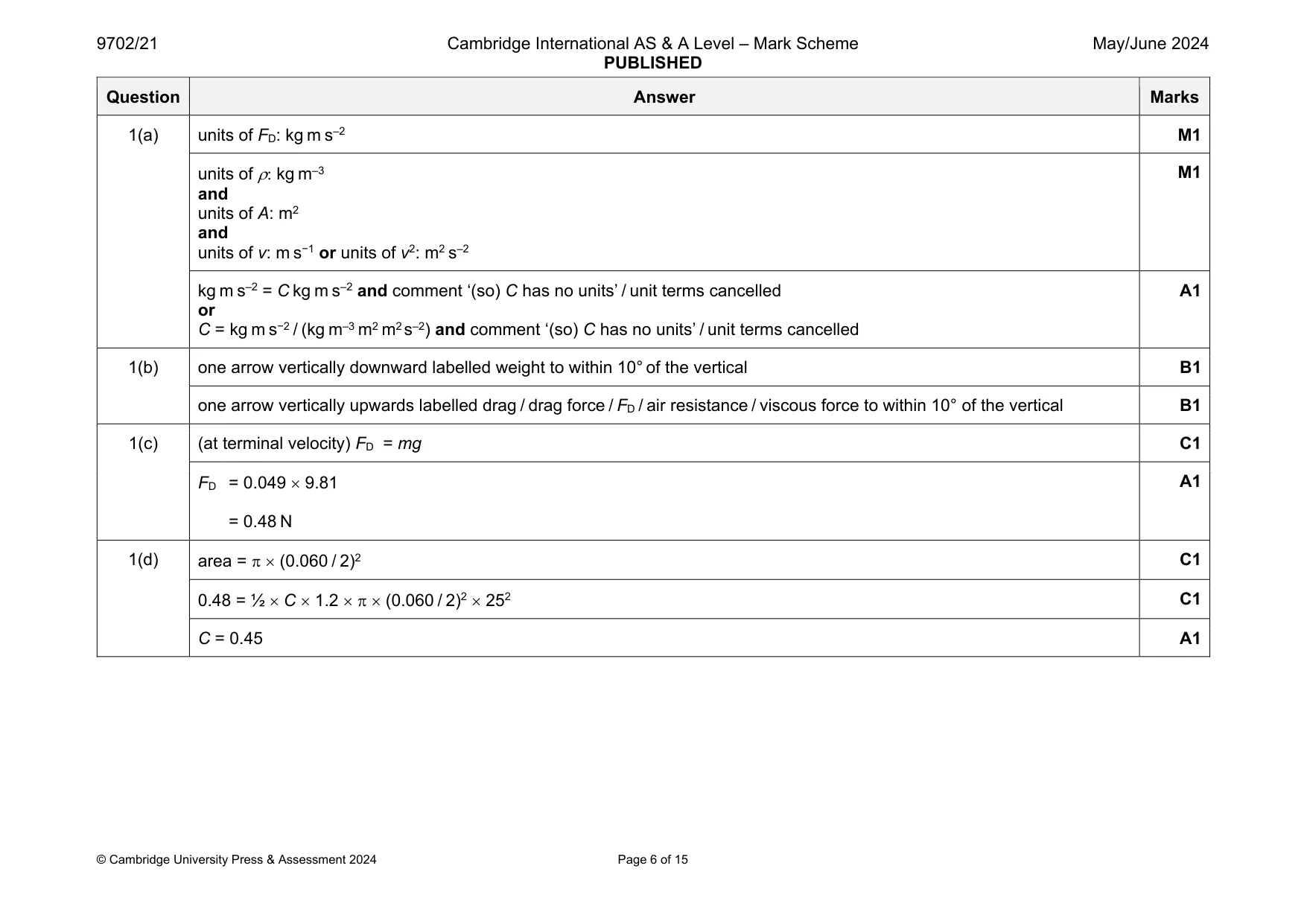 Mark scheme, page 6 of 15