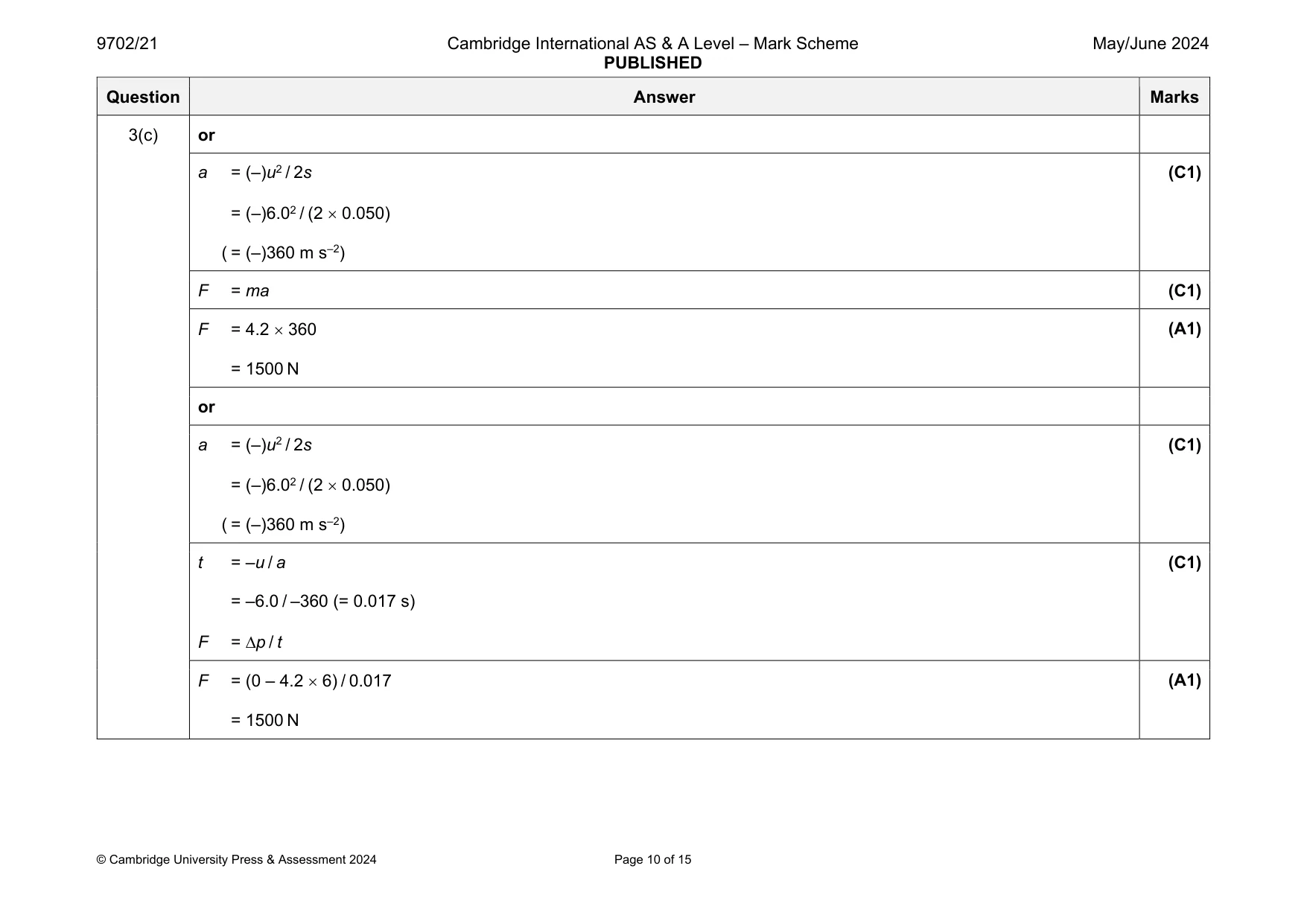 Mark scheme, page 10 of 15