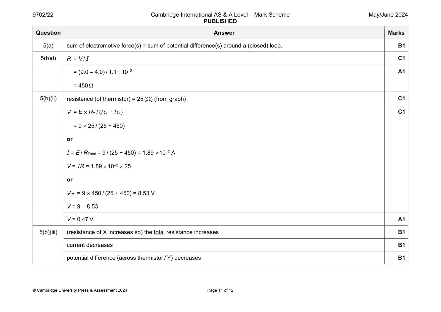 Mark scheme, page 11 of 12