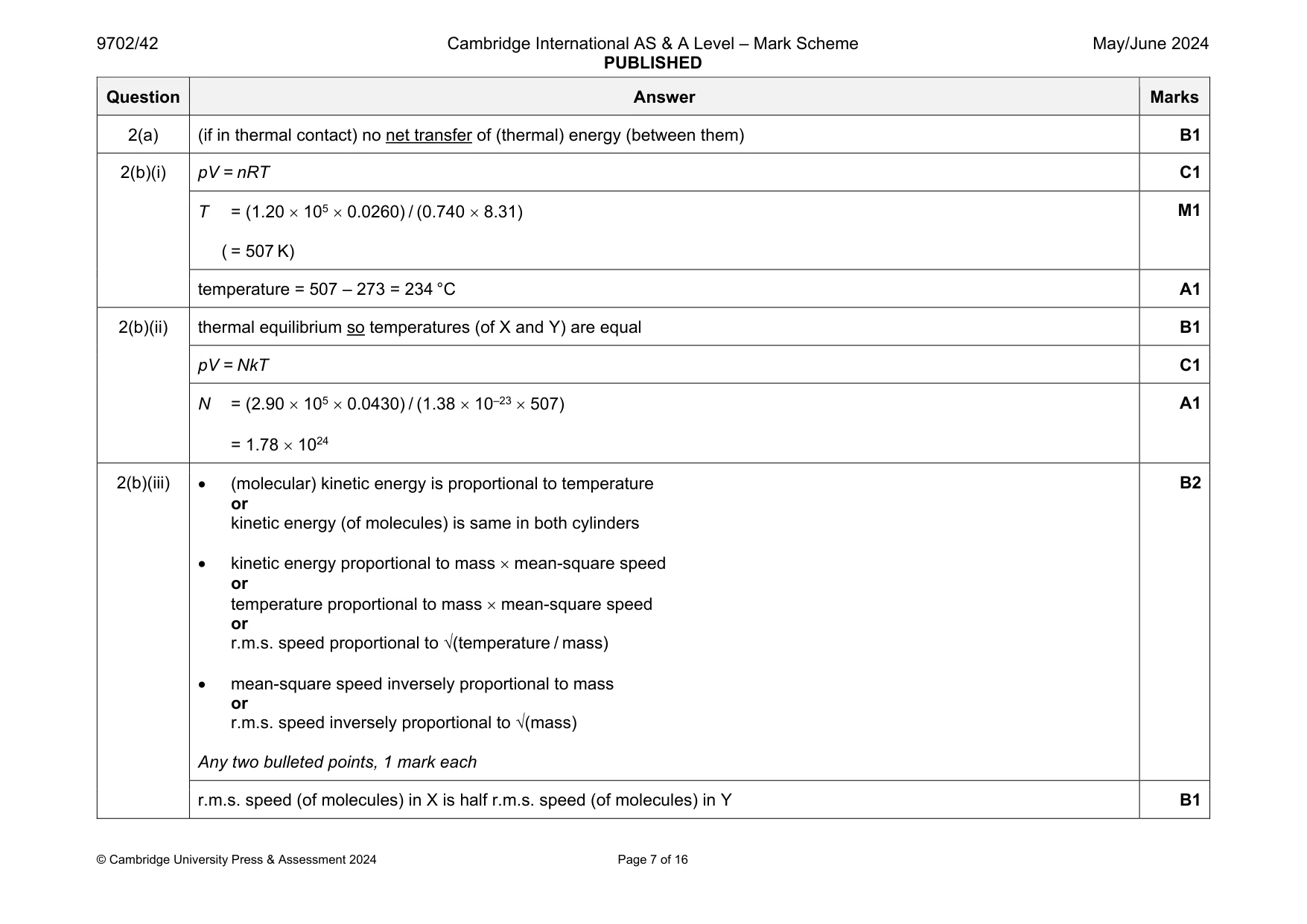Mark scheme, page 7 of 16