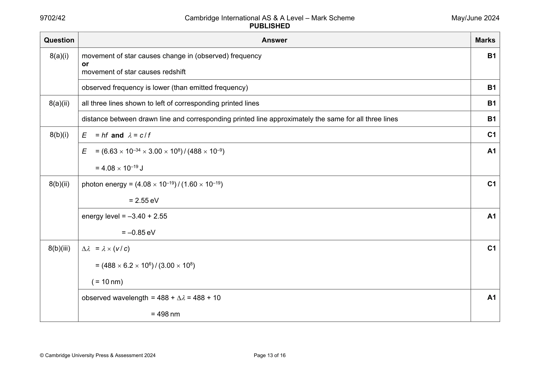 Mark scheme, page 13 of 16