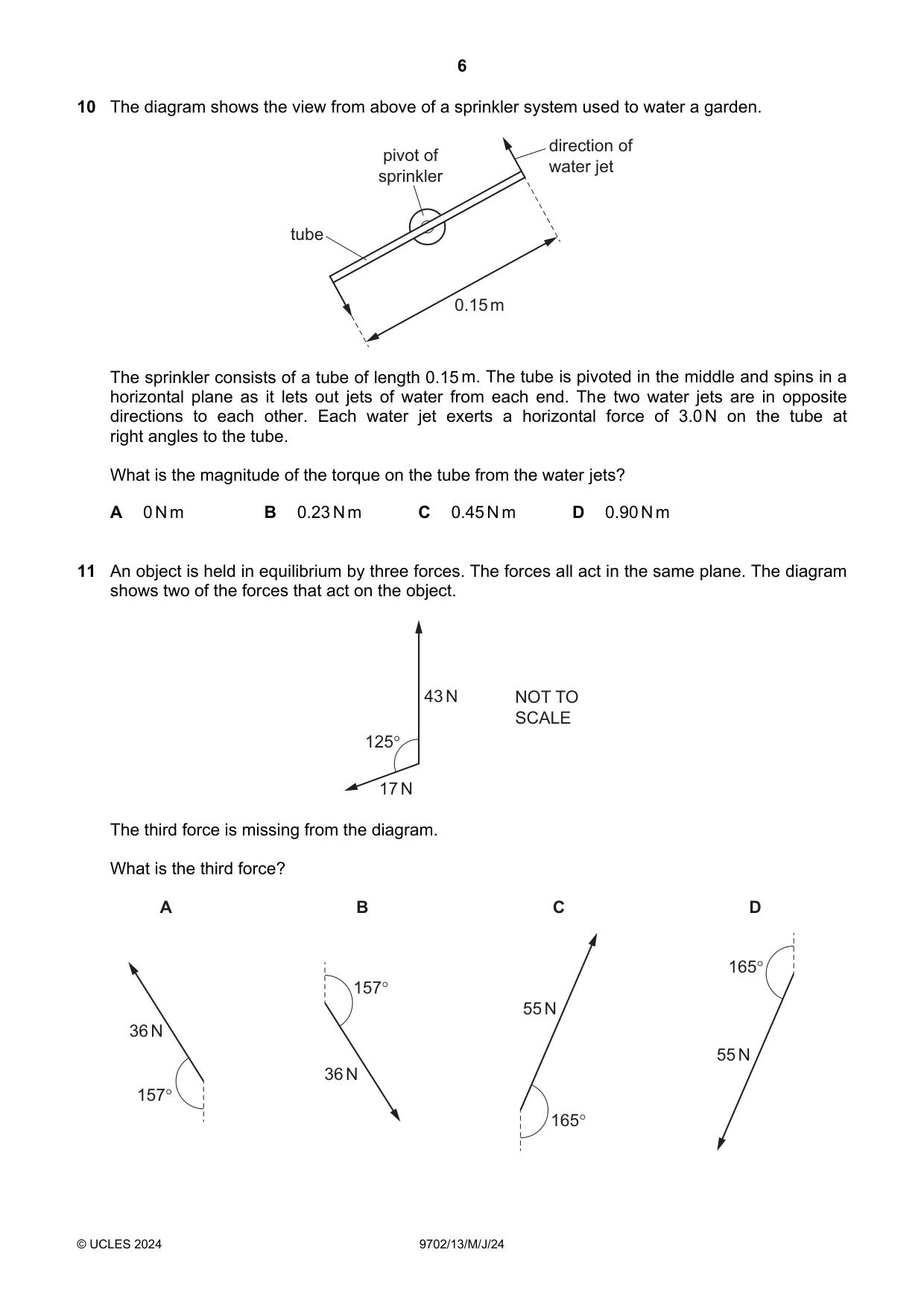 Cambridge A Level Physics 9702 2024 May/June Paper 1 · Variant 3 question paper, page 6 of 20