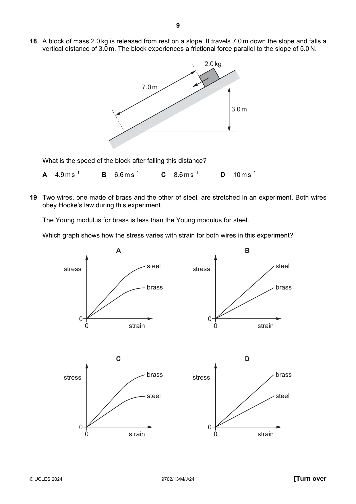 Cambridge A Level Physics 9702 2024 May/June Paper 1 · Variant 3 question paper, page 9 of 20