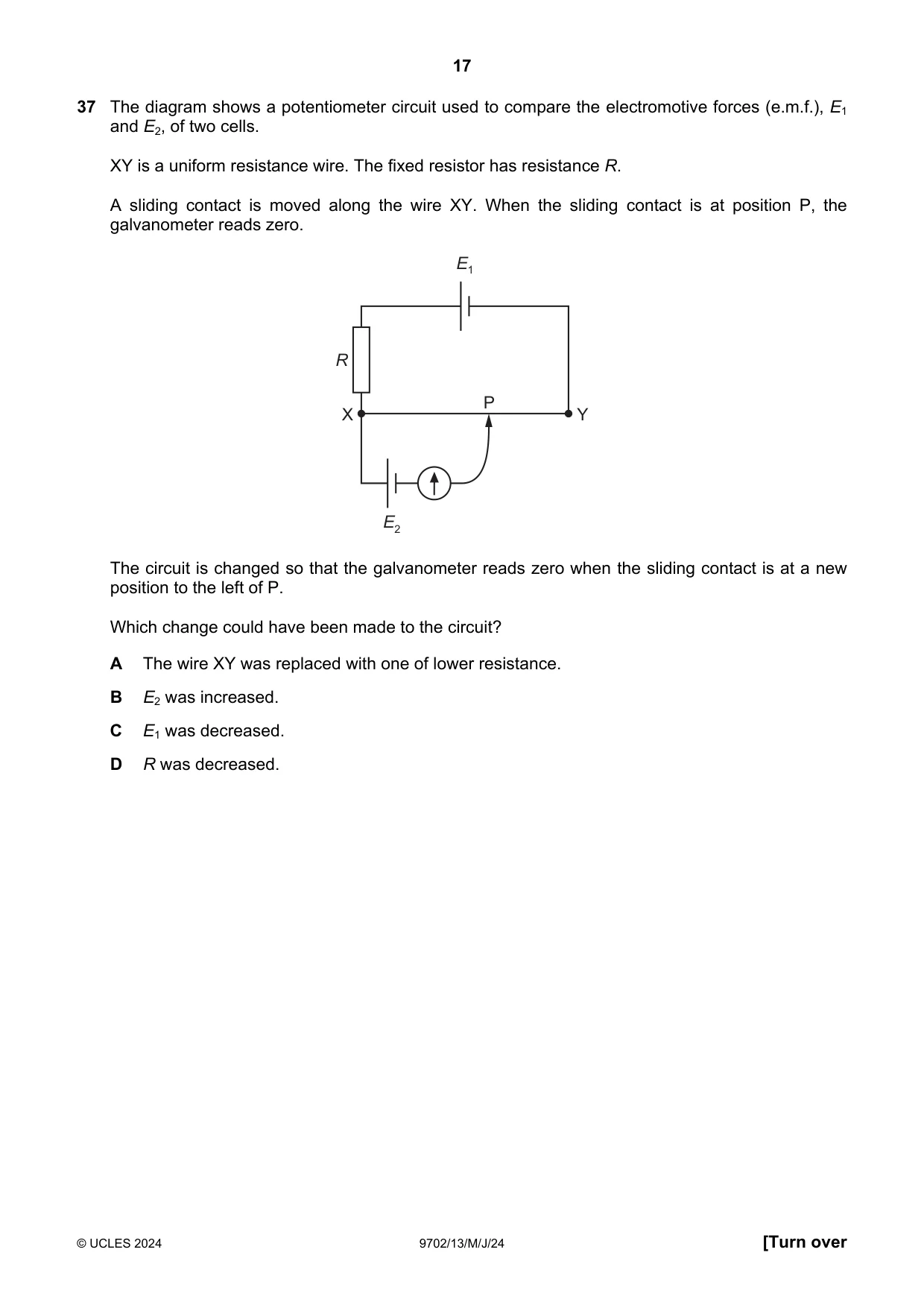 Cambridge A Level Physics 9702 2024 May/June Paper 1 · Variant 3 question paper, page 17 of 20
