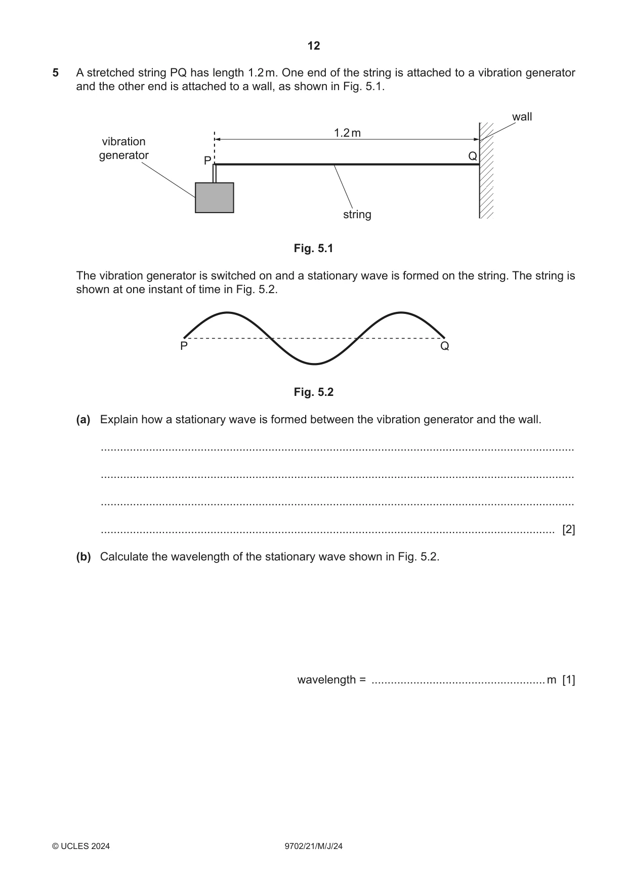 Cambridge A Level Physics 9702 2024 May/June Paper 2 · Variant 1 question paper, page 12 of 20