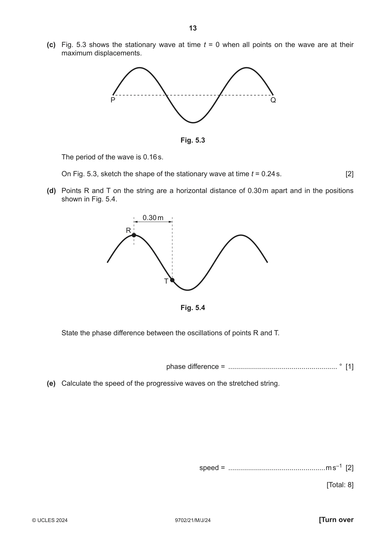 Cambridge A Level Physics 9702 2024 May/June Paper 2 · Variant 1 question paper, page 13 of 20