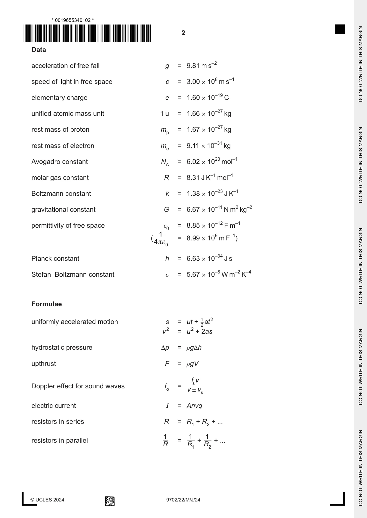 Cambridge A Level Physics 9702 2024 May/June Paper 2 · Variant 2 question paper, page 2 of 16