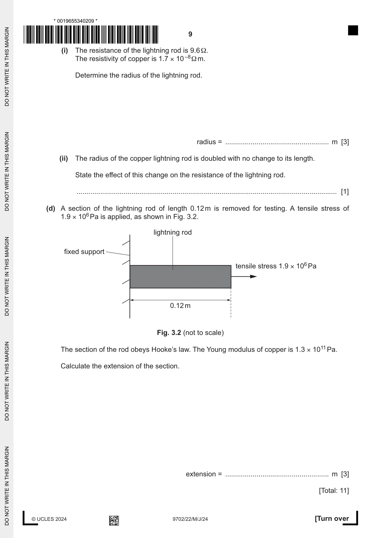 Cambridge A Level Physics 9702 2024 May/June Paper 2 · Variant 2 question paper, page 9 of 16