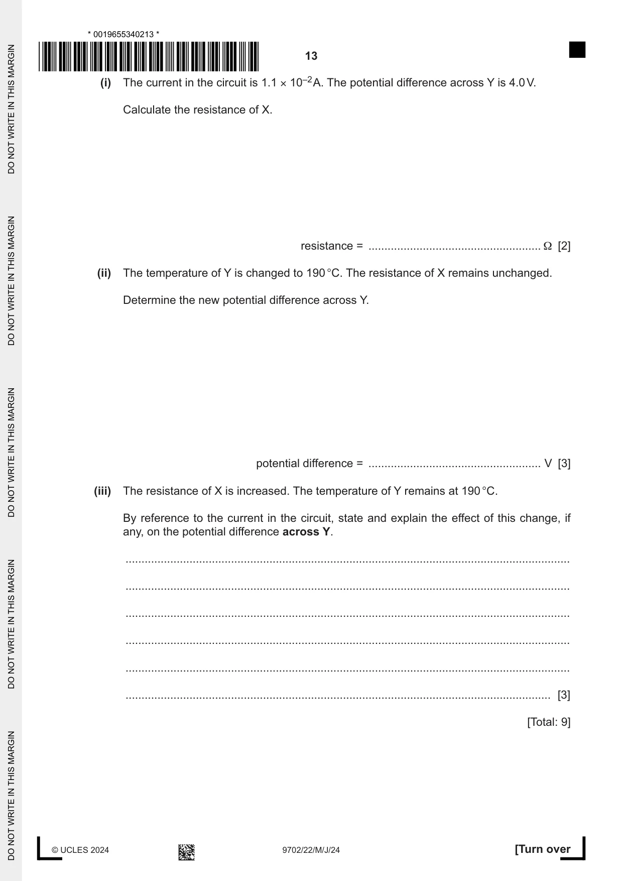 Cambridge A Level Physics 9702 2024 May/June Paper 2 · Variant 2 question paper, page 13 of 16