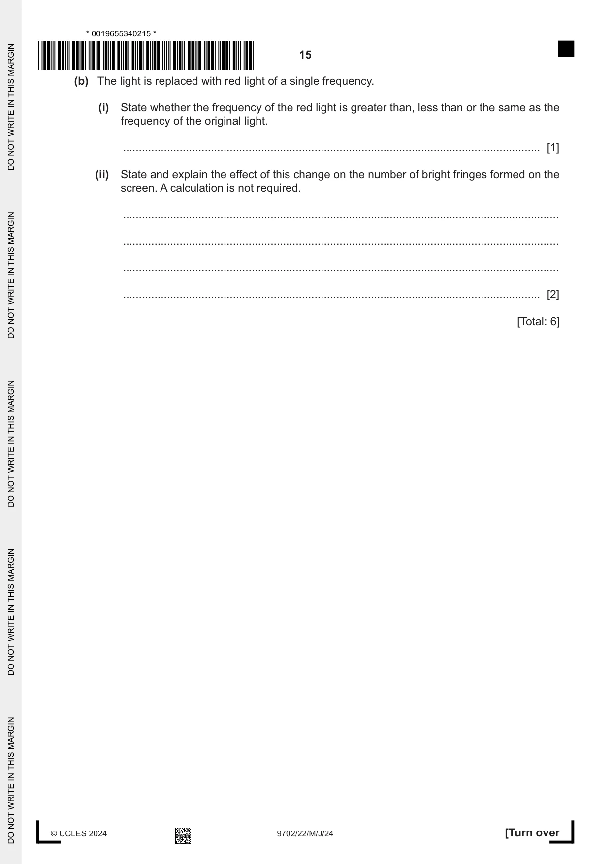 Cambridge A Level Physics 9702 2024 May/June Paper 2 · Variant 2 question paper, page 15 of 16