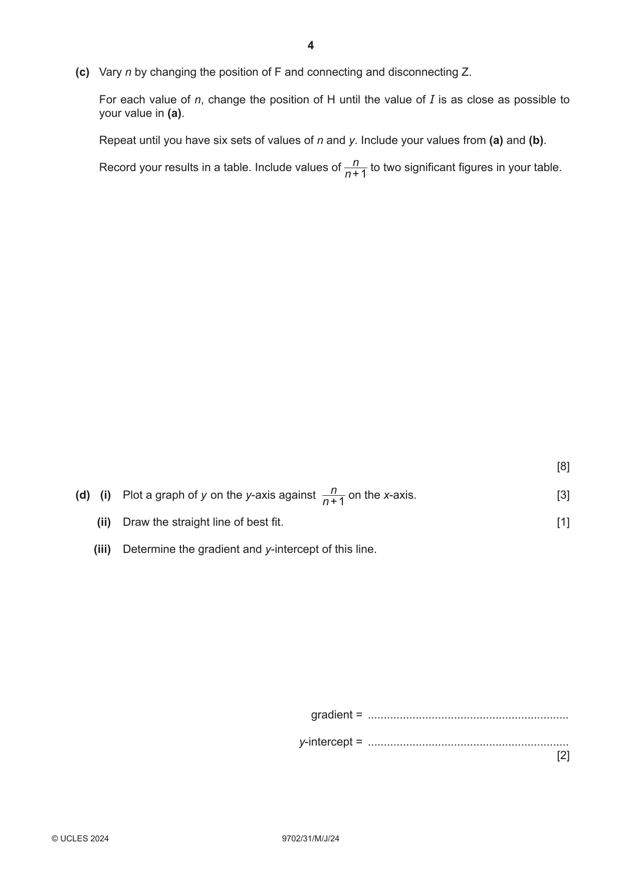 Cambridge A Level Physics 9702 2024 May/June Paper 3 · Variant 1 question paper, page 4 of 12