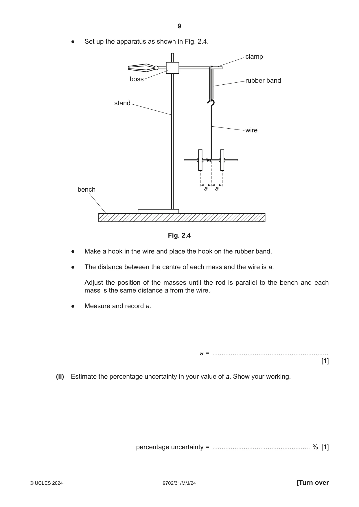 Cambridge A Level Physics 9702 2024 May/June Paper 3 · Variant 1 question paper, page 9 of 12