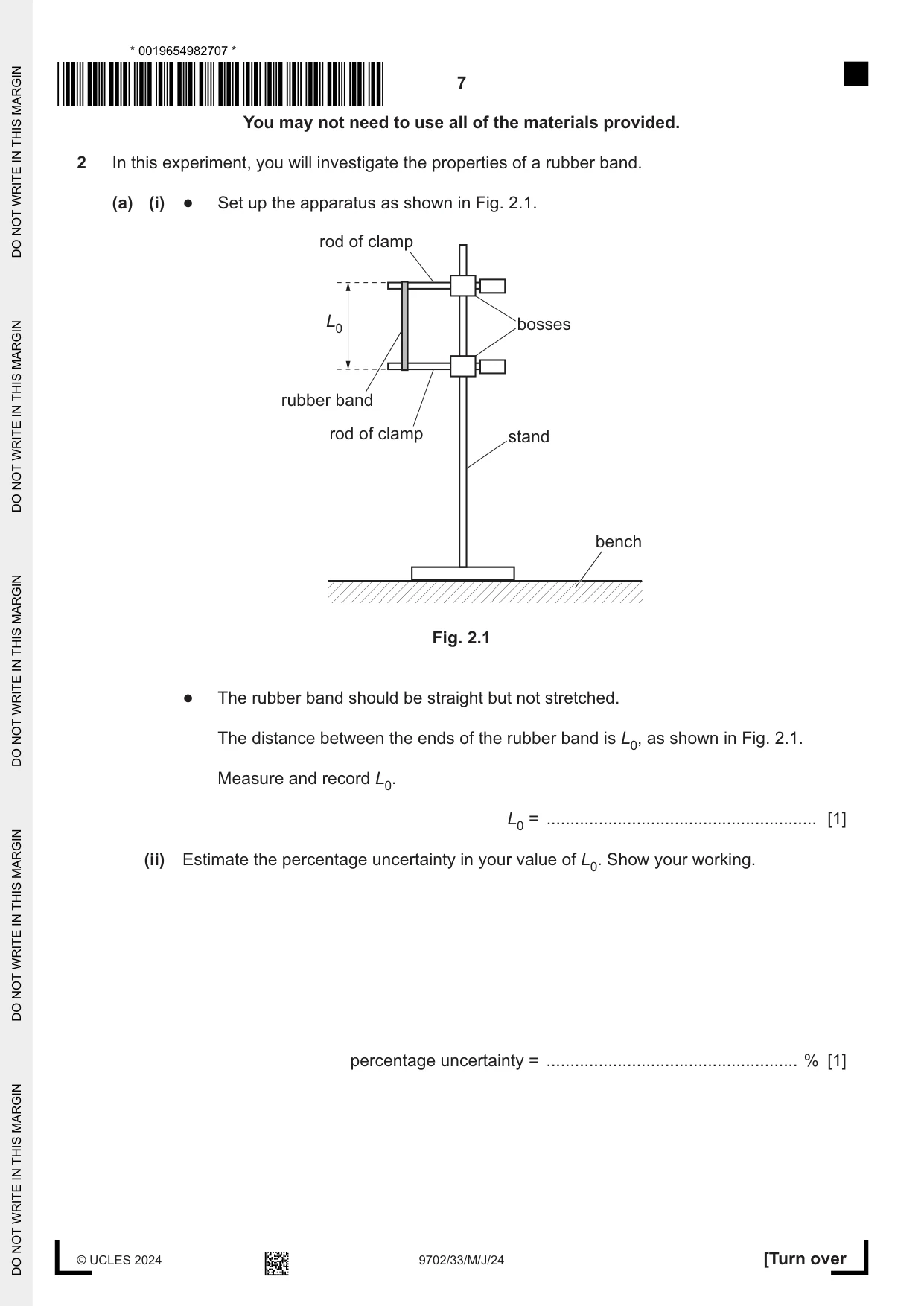 Cambridge A Level Physics 9702 2024 May/June Paper 3 · Variant 3 question paper, page 7 of 12