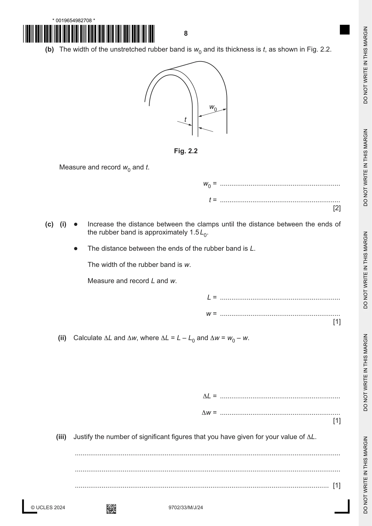 Cambridge A Level Physics 9702 2024 May/June Paper 3 · Variant 3 question paper, page 8 of 12