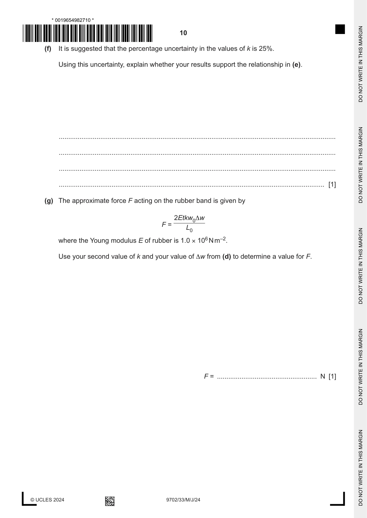 Cambridge A Level Physics 9702 2024 May/June Paper 3 · Variant 3 question paper, page 10 of 12