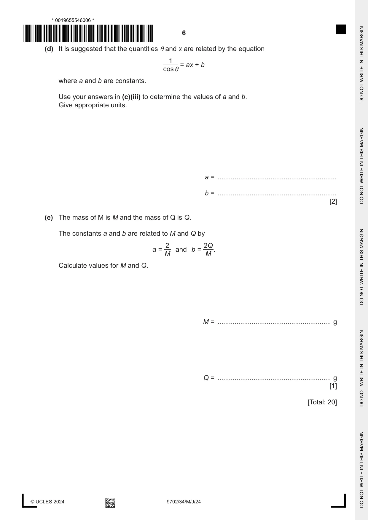 Cambridge A Level Physics 9702 2024 May/June Paper 3 · Variant 4 question paper, page 6 of 12