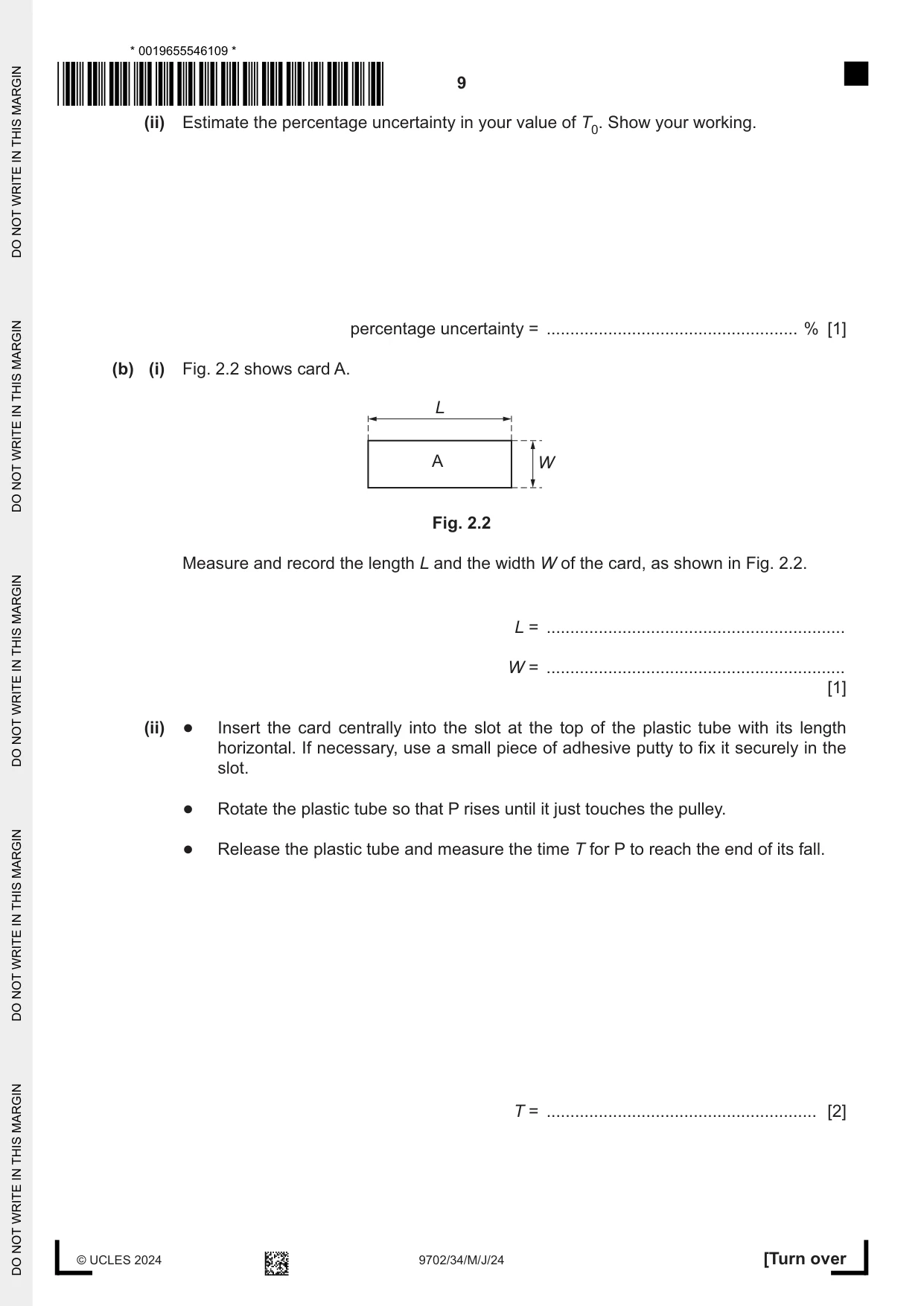 Cambridge A Level Physics 9702 2024 May/June Paper 3 · Variant 4 question paper, page 9 of 12