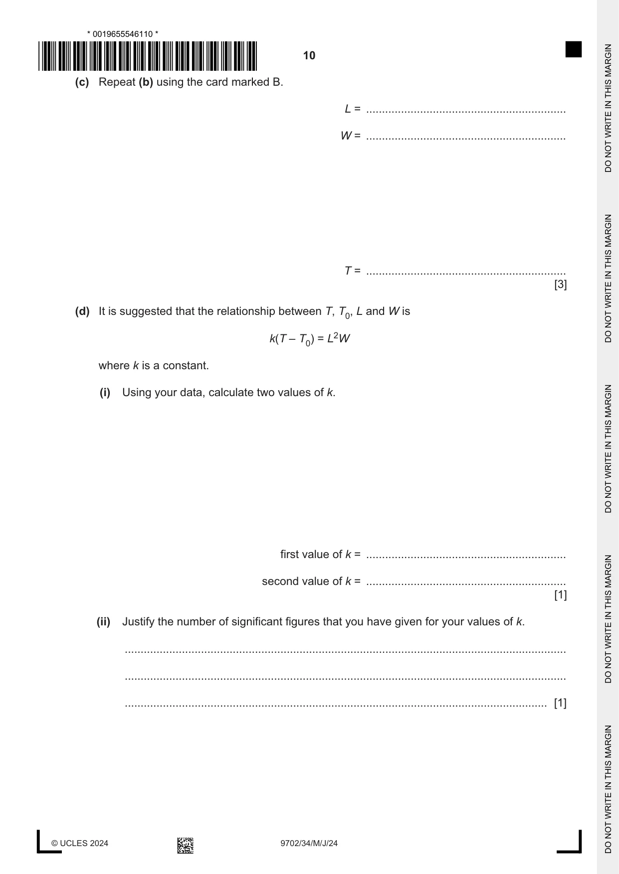 Cambridge A Level Physics 9702 2024 May/June Paper 3 · Variant 4 question paper, page 10 of 12