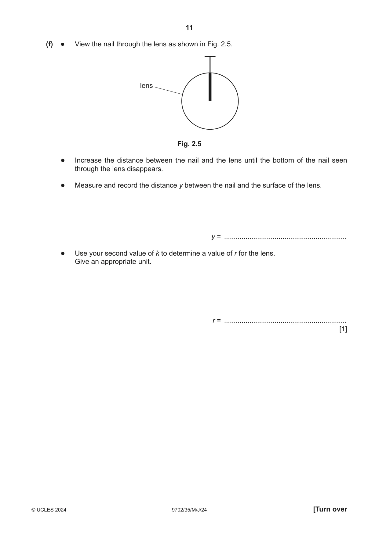 Cambridge A Level Physics 9702 2024 May/June Paper 3 · Variant 5 question paper, page 11 of 12
