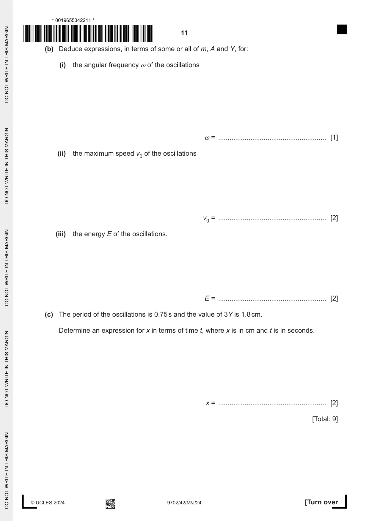 Cambridge A Level Physics 9702 2024 May/June Paper 4 · Variant 2 question paper, page 11 of 24
