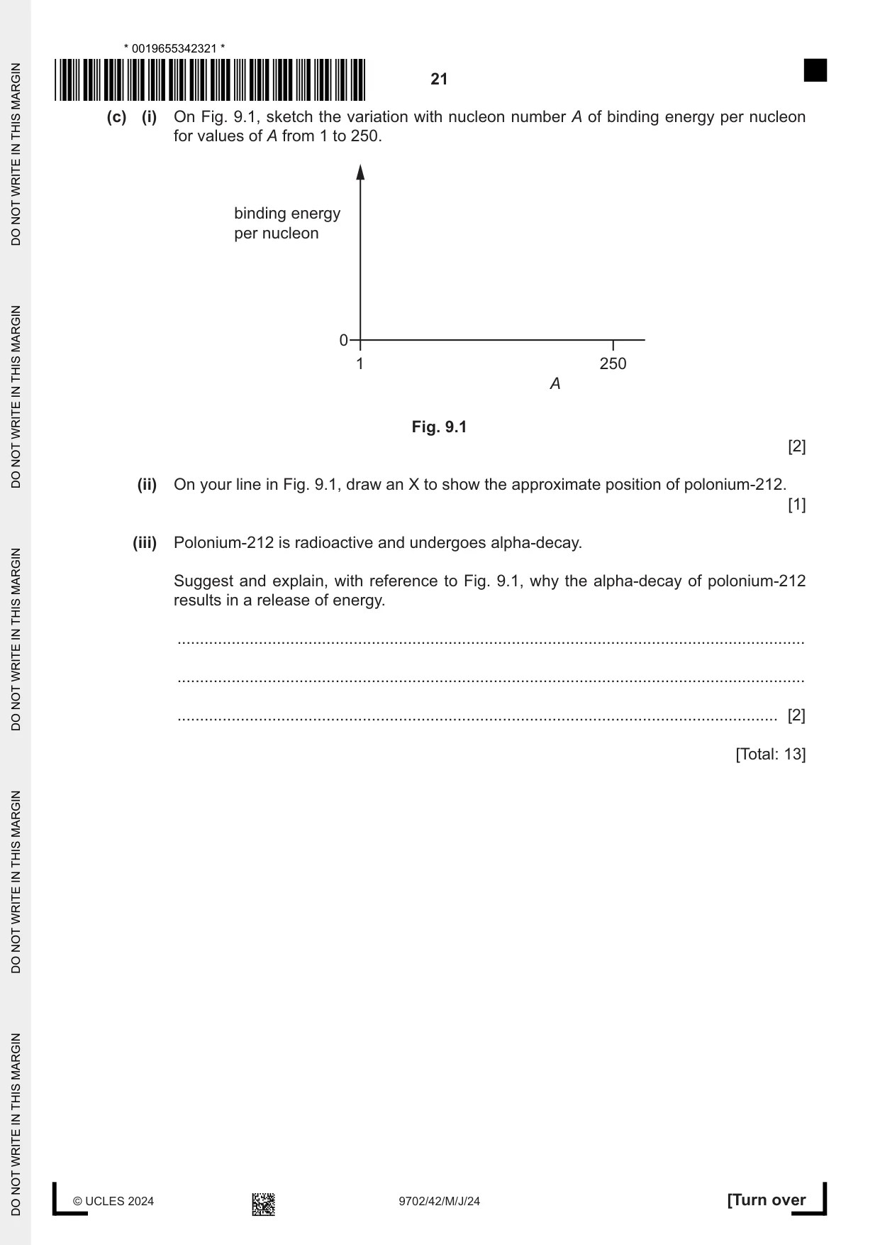 Cambridge A Level Physics 9702 2024 May/June Paper 4 · Variant 2 question paper, page 21 of 24