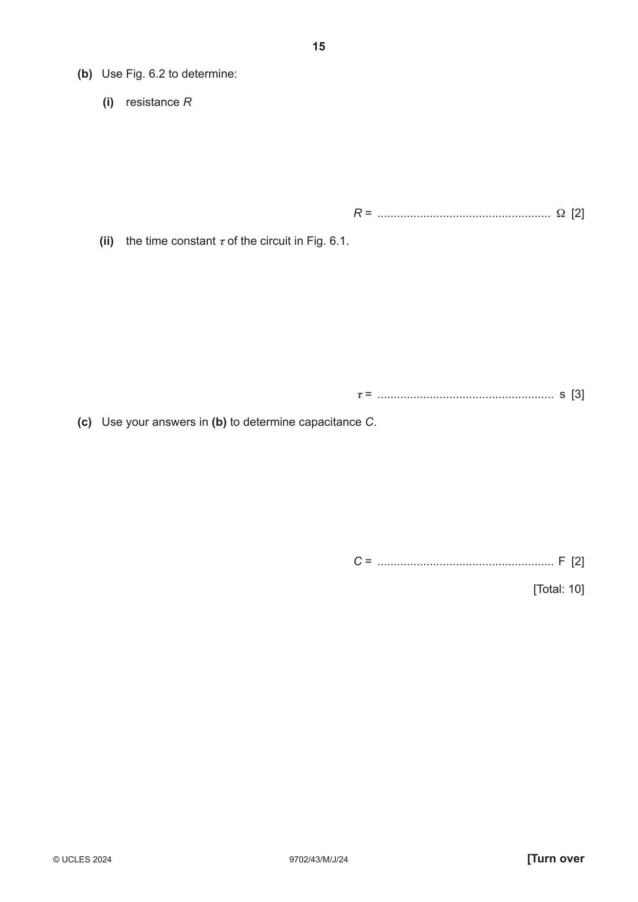 Cambridge A Level Physics 9702 2024 May/June Paper 4 · Variant 3 question paper, page 15 of 24