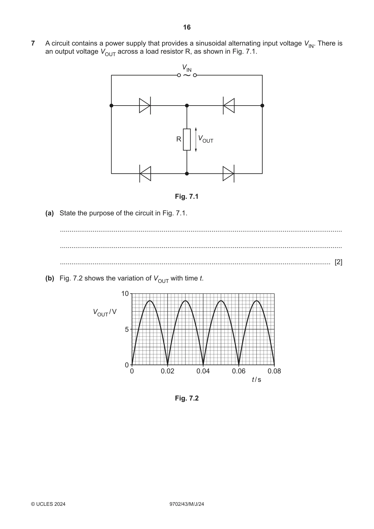 Cambridge A Level Physics 9702 2024 May/June Paper 4 · Variant 3 question paper, page 16 of 24