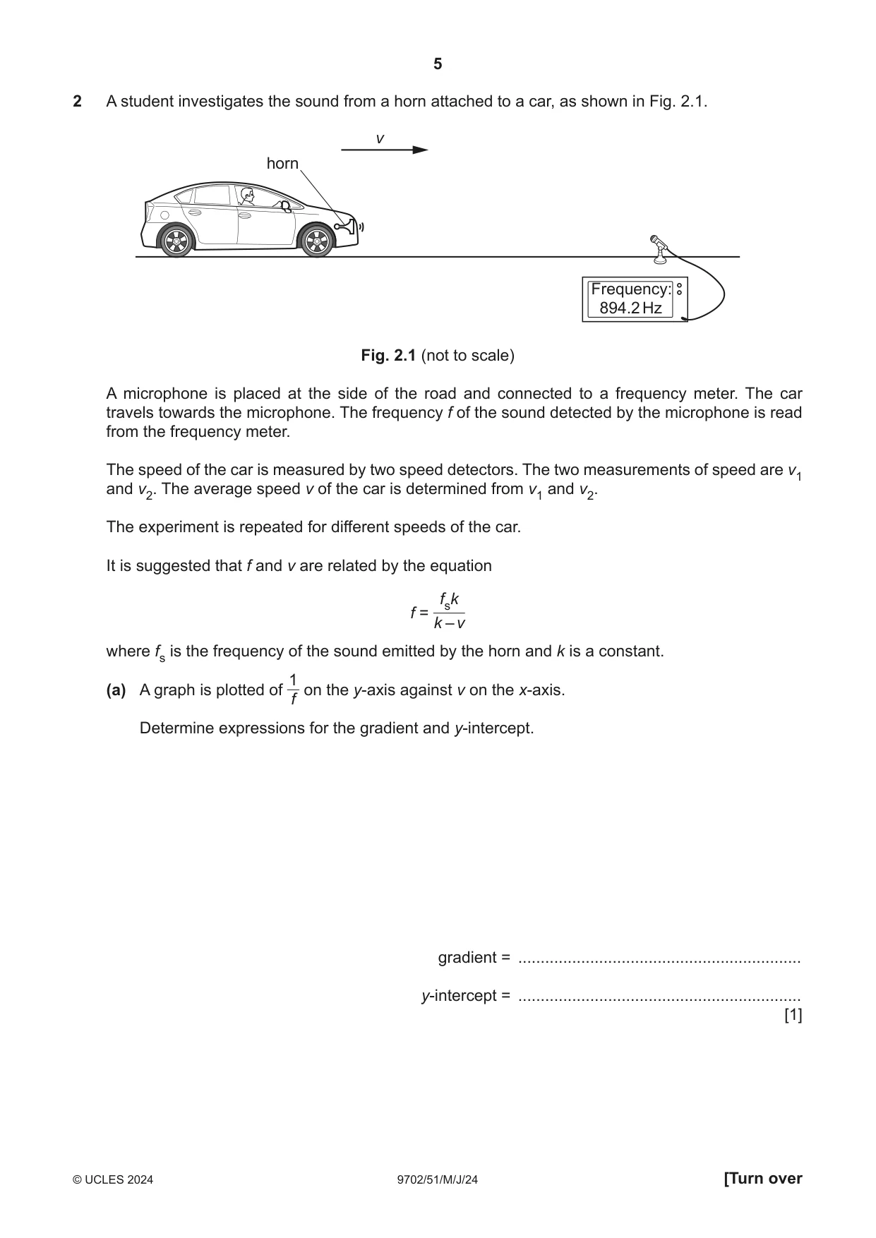 Cambridge A Level Physics 9702 2024 May/June Paper 5 · Variant 1 question paper, page 5 of 8