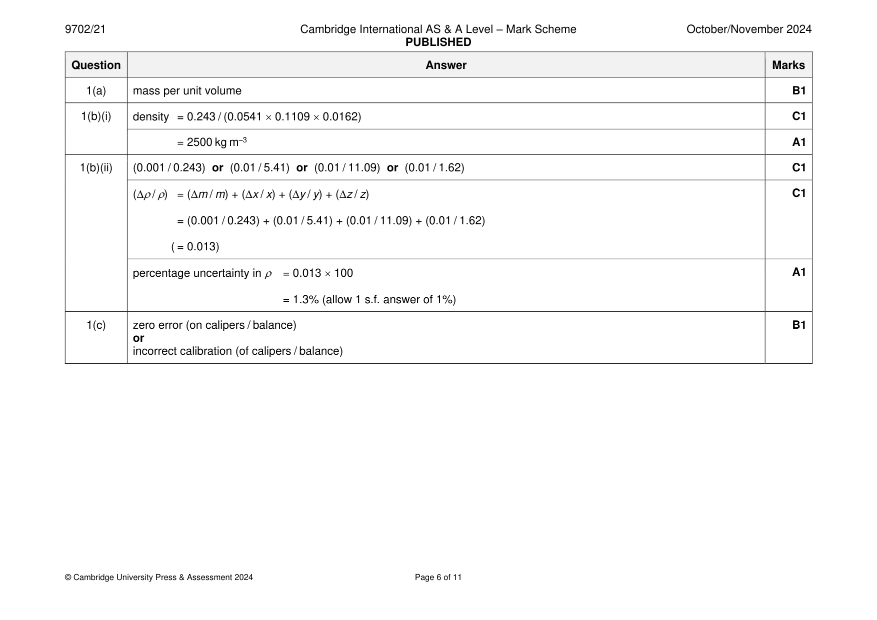 Mark scheme, page 6 of 11