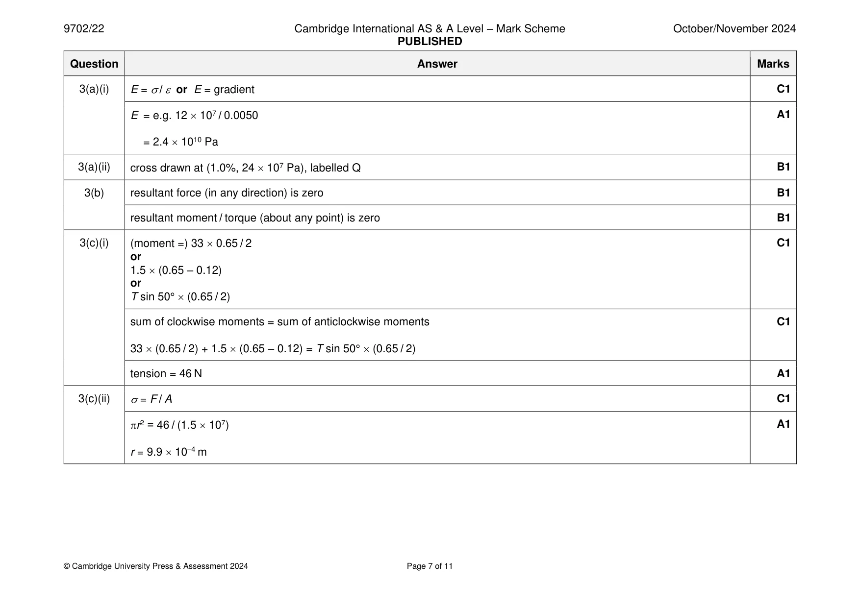 Mark scheme, page 7 of 11