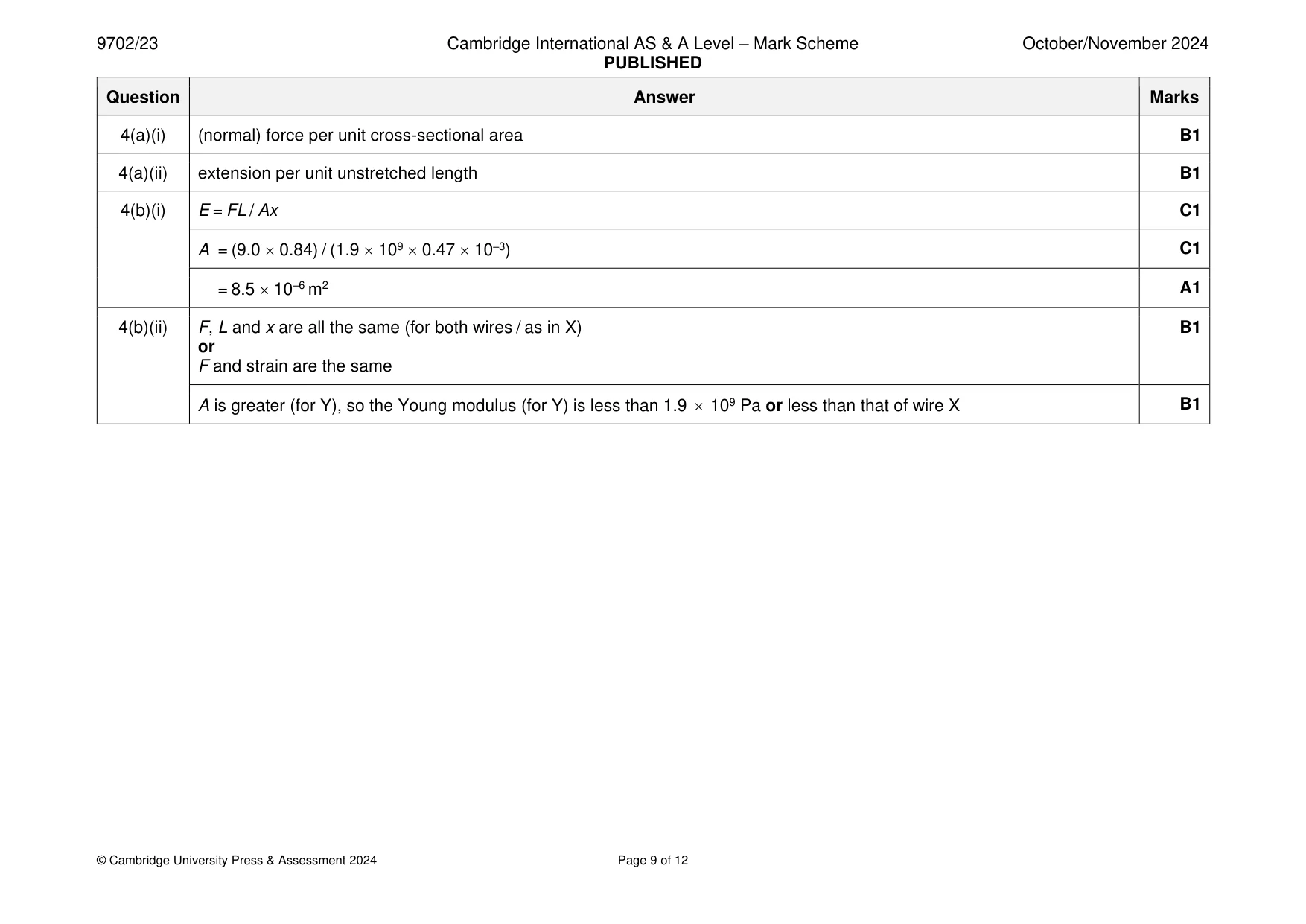 Mark scheme, page 9 of 12