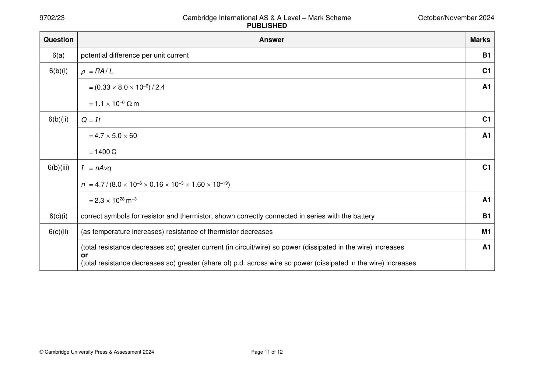 Mark scheme, page 11 of 12