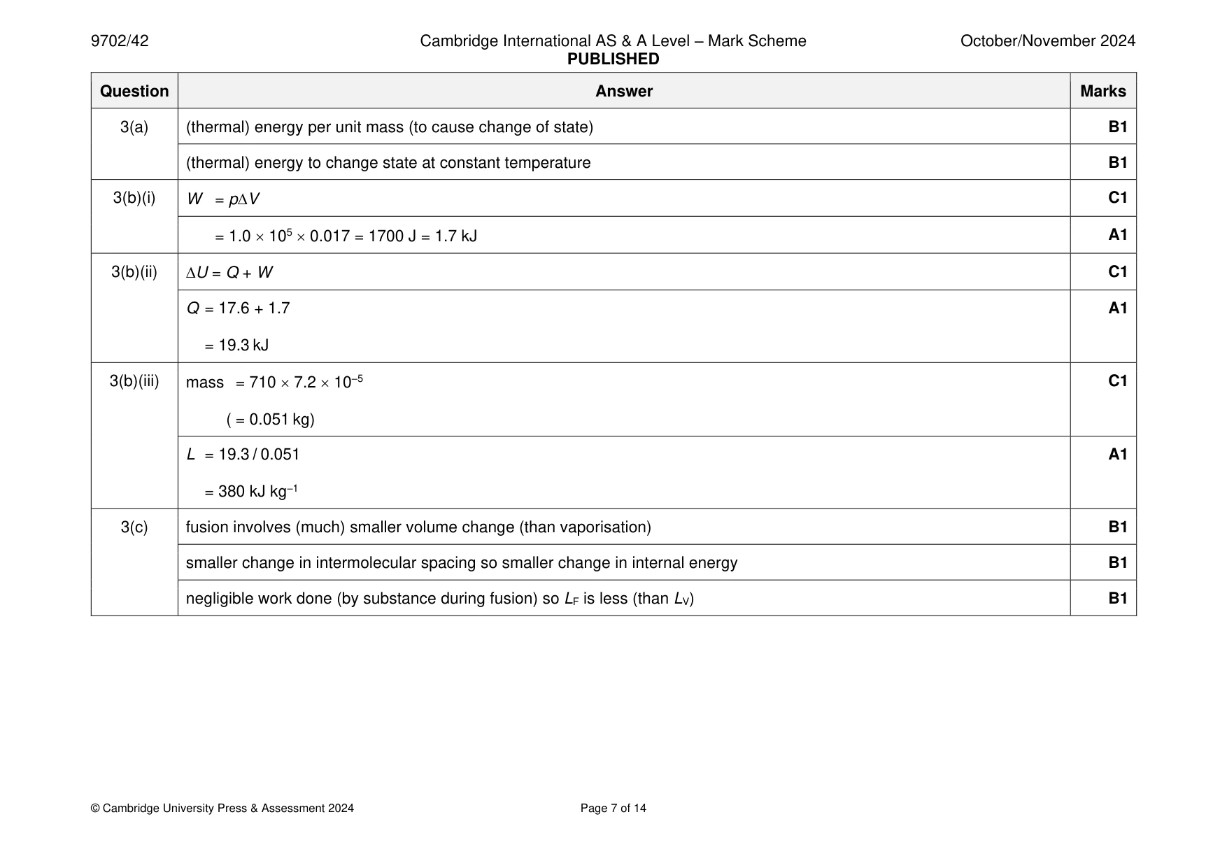 Mark scheme, page 7 of 14